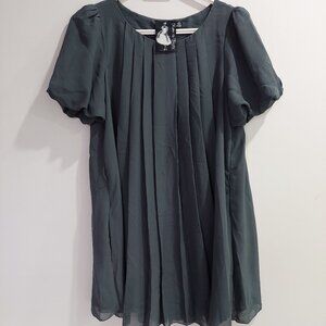 Twelve By Twelve Los Angeles Gray Pleated Silky Mini Dress, Size S